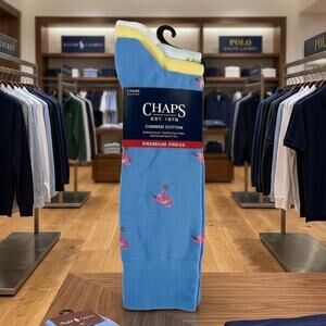 Chaps Mens Premium Dress Socks 3 Pack Novelty Flamingo Alligator NWT 6-12.5